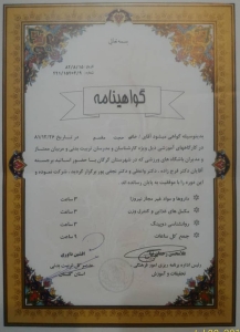 گواهینامه شرکت در کارگاه های آموزشی: داروها و مواد غیرمجاز نیروزا - مکمل های غذایی و کنترل وزن - روانشناسی دوپینگ ویژه کارشناسان و مدرسان تربیت بدنی و مربیان ممتاز و مدیران باشگاه های ورزشی گرگان - 1381 گواهینامه شرکت در کارگاه های آموزشی: داروها و مواد غیرمجاز نیروزا - مکمل های غذایی و کنترل وزن - روانشناسی دوپینگ ویژه کارشناسان و مدرسان تربیت بدنی و مربیان ممتاز و مدیران باشگاه های ورزشی گرگان - 1381